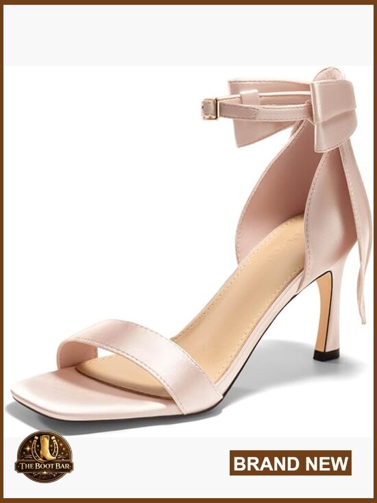 Shoes - Stiletto Heeled Sandals Open Toe Ankle Strap Bow Tie Wedding Bride Shoes